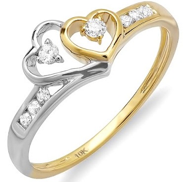 Két szív alakú gyémánt jegygyűrű