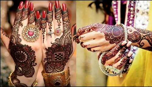 Hagyományos Mehandi minták Karwa Chauth számára