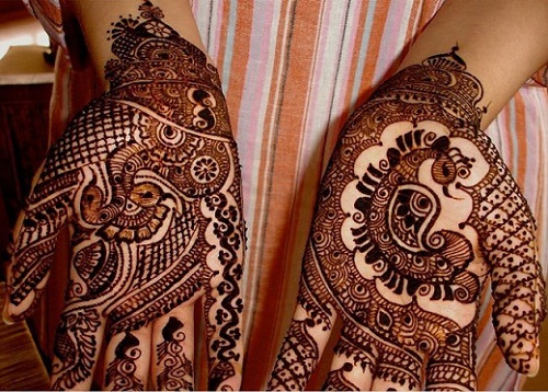 Fugle og fisk Mehndi -designs til Karva Chauth