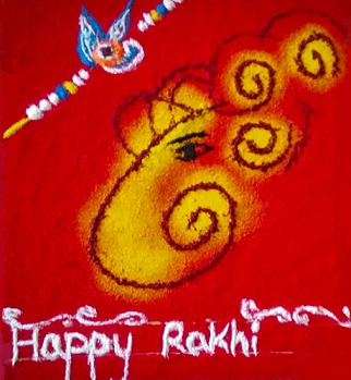 Ganesha Rangoli på Raksha bandhan