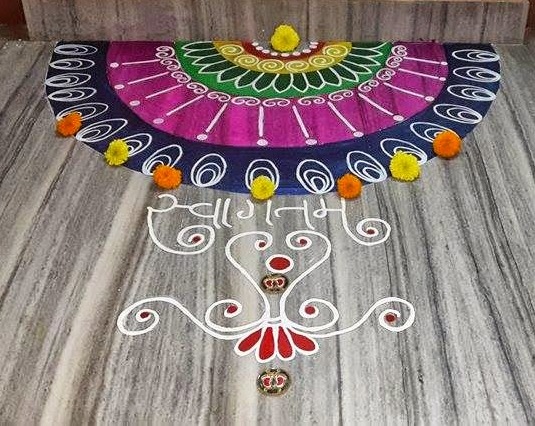 Traditionelt nytår rangoli design