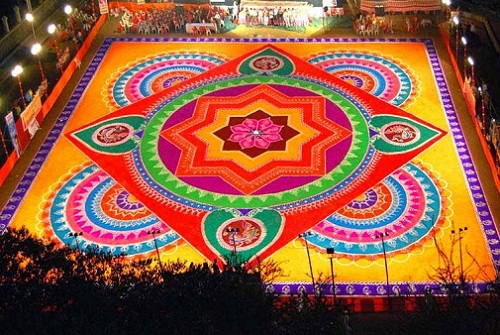 Hindu Rangoli Designs - Diya Rangoli Design til Pujas