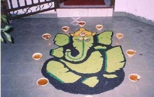 Hindu Rangoli Designs - Ganesha Rangoli Design