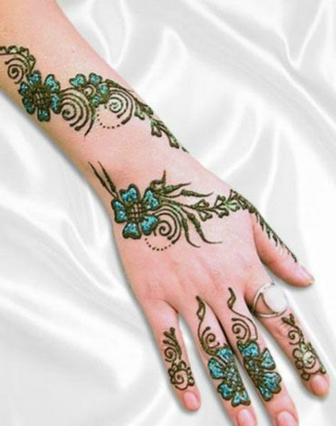 Green Glitter Mehandi Designs