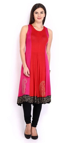 Anarkali Kurta med skuldertræk