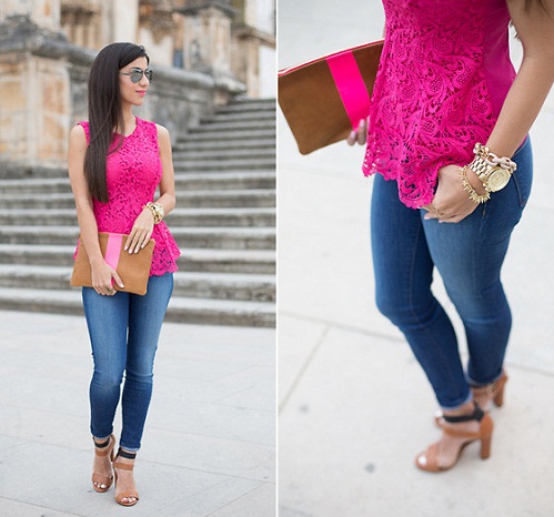 En neon pink top