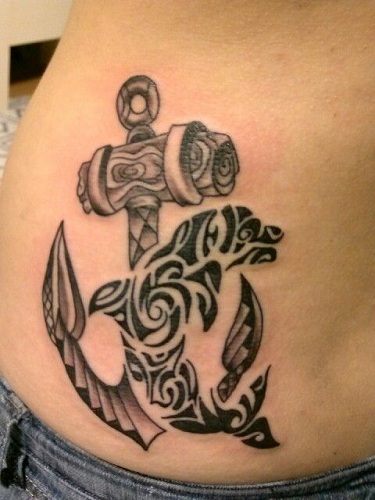 Tribal Pattern Dolphin Tattoo