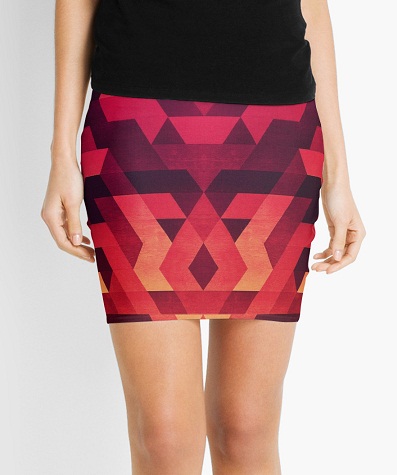 Abstrakte røde mini nederdele designs