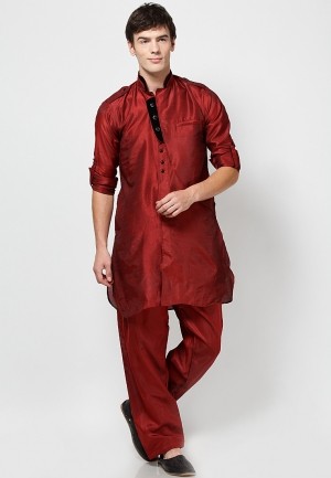 Maroon Slim Fit Kurta Pyjama