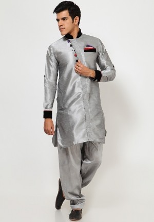 Grå slim fit kurta pyjama