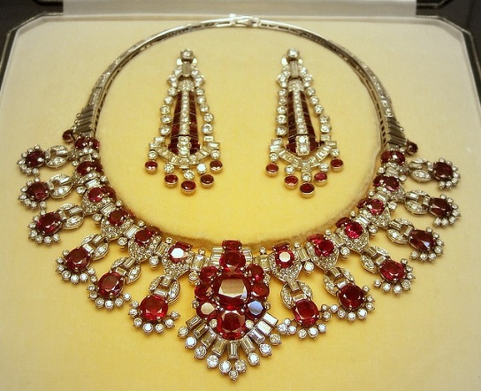 Diamond-Ruby Chunky Collar Necklace