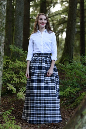 Lang plaid nederdel til damer