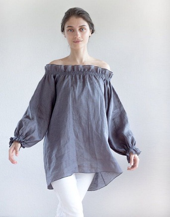 Designer tunika i linned til kvinder