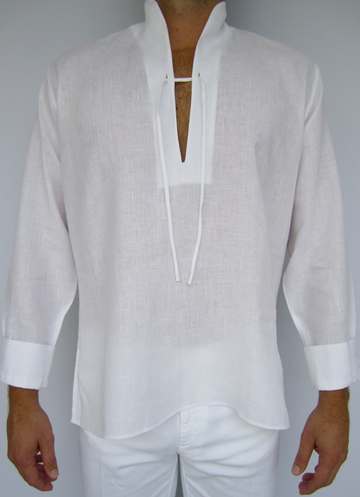 Hvid tunika i linned i kaftan