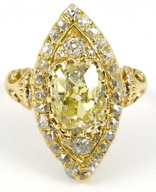Leaf Designed Yellow Diamond Ring