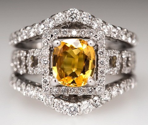 Háromrétegű sárga gyémánt gyűrű