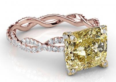 Gömbölyű sárga gyémántgyűrű kialakítás