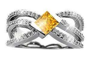 Crown Design gul diamantring