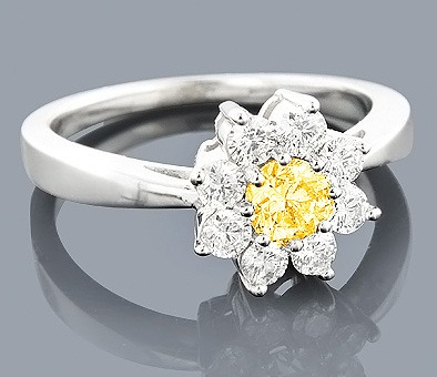 Napraforgó tervezett sárga gyémánt gyűrű