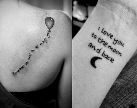 Feminin tatovering med citat