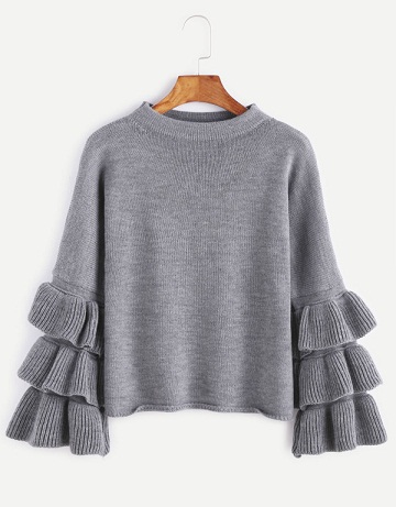 Sweater med flæseærmer