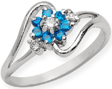 Kék virágos ezüst gyűrű