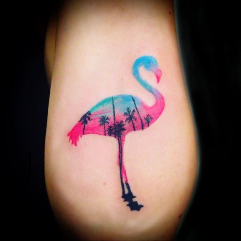 Appellerende Flamingo tatoveringsdesign