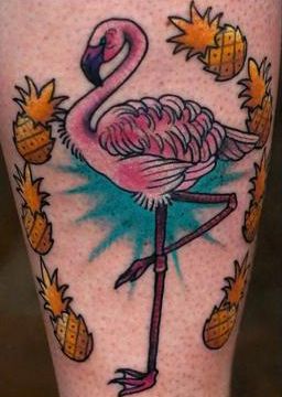 Traditionelt Flamingo tatoveringsdesign
