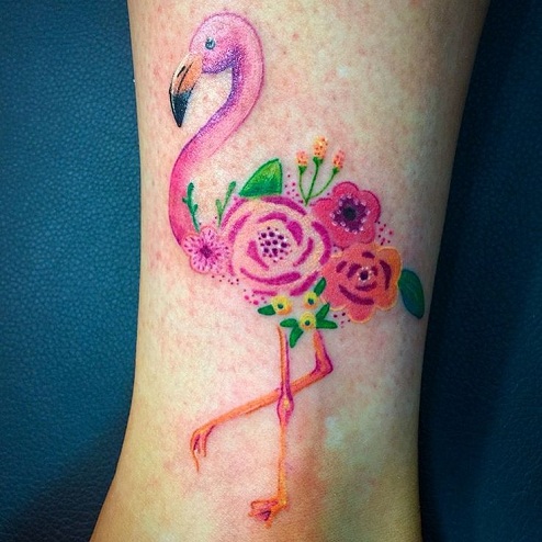 Művészi Flamingo Tattoo Design