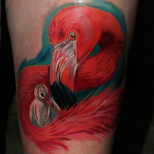Szív megható flamingó tetoválás design