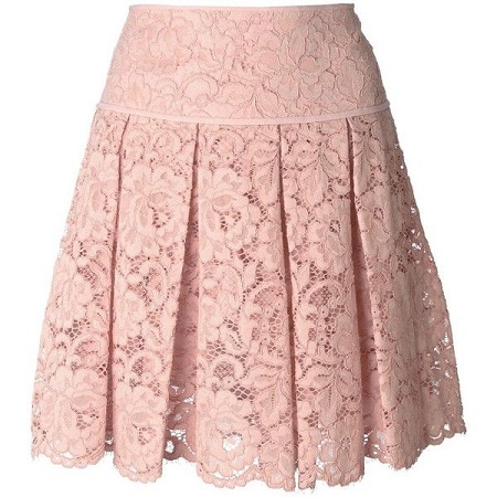 Plisseret Rose farve blonder gennemsigtigt nederdel