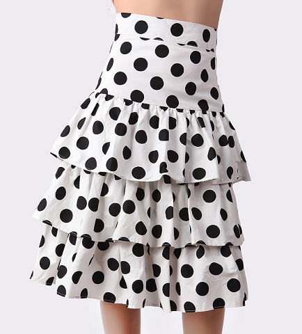 Høj talje Polka Dot nederdel