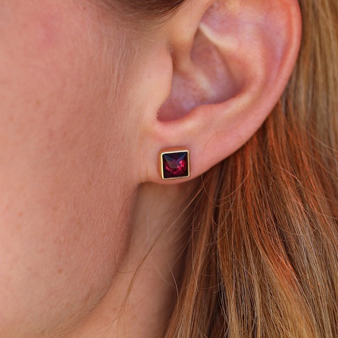 Rhodolite granat øreringe