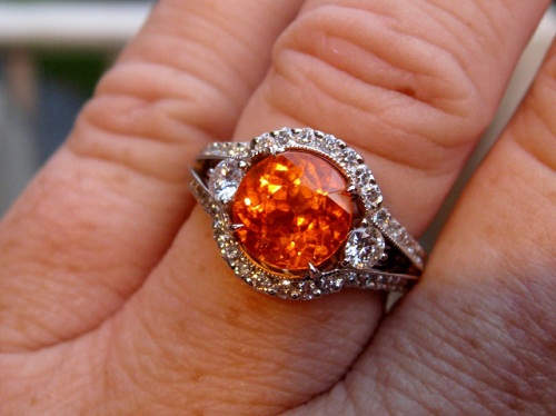 Spessartite granatring med granat