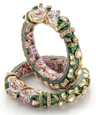 Kundan og Meena Bridal Bangle Sets