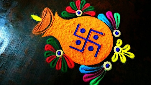 Kalash Rangoli Design Diyával