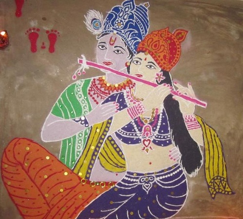 Krishna Rangoli - Festival Rangoli Designs