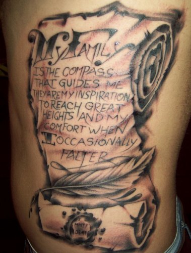 Helt tilbage Scroll Tattoo Design