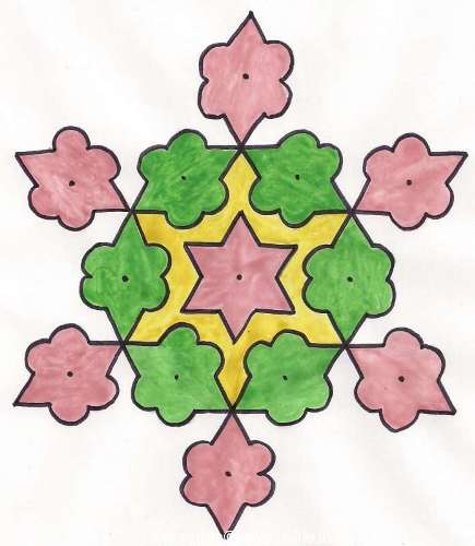 Az indiai pöttyös Rangoli Design