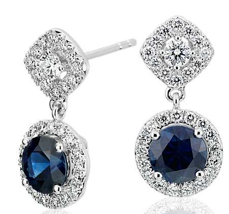 Sapphire Halo øreringe med blandet form: