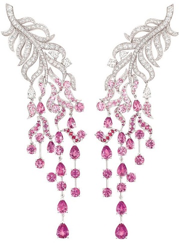 Pink safir indviklede øreringe