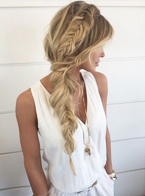 blond lang fiskehale fletning