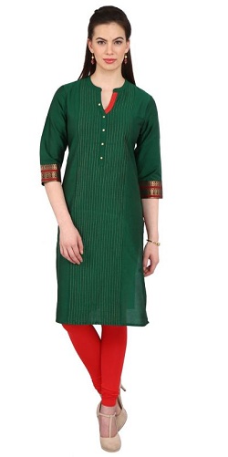 Grøn Solid Kurta