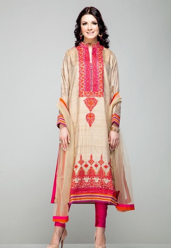 Pink broderet Kurta