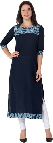 Casual Printet Kurti til kvinder (blå)