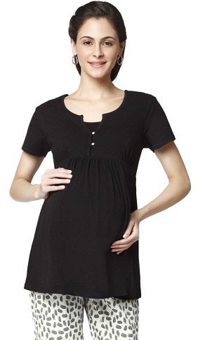 Maternity Comfortable Jersey Nursing Blouse i sort