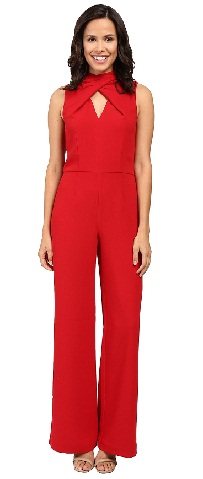 Piger med knapper i rødt jumpsuit