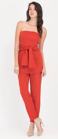 Tie the Knot Red Peplum Jumpsuits
