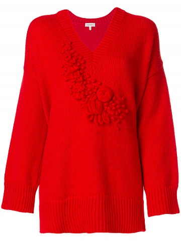 Sweater med broderi i V -hals