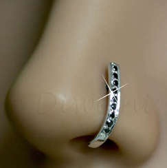Lang sort diamant næse ring